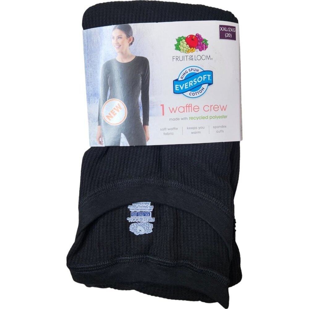 Fruit of‎ the Loom EverSoft Women's Waffle Crew Shirt Size XXL (20) Black NWT